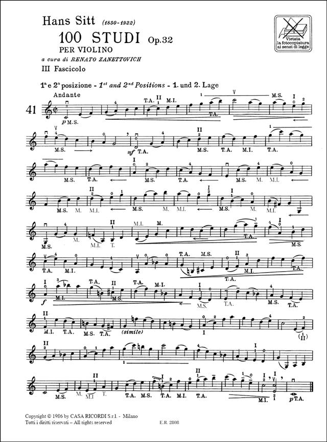 100 Studi Op. 32 per Violino - Volume 3 - 20 Studi Sulle Trasposizioni - pro housle